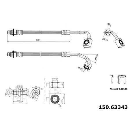 Centric Parts Brake Hose, 150.63343 150.63343
